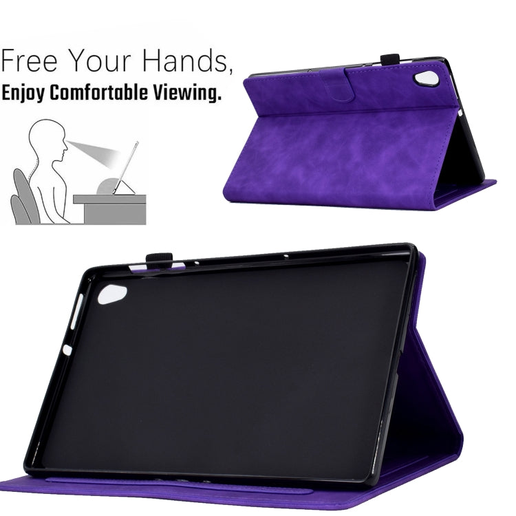 For Lenovo Tab M10 Gen 2 Peony Butterfly Embossed Leather Smart Tablet Case(Purple) - Lenovo by PMC TechLife | Online Shopping South Africa | PMC TechLife | Buy Now Pay Later Mobicred
