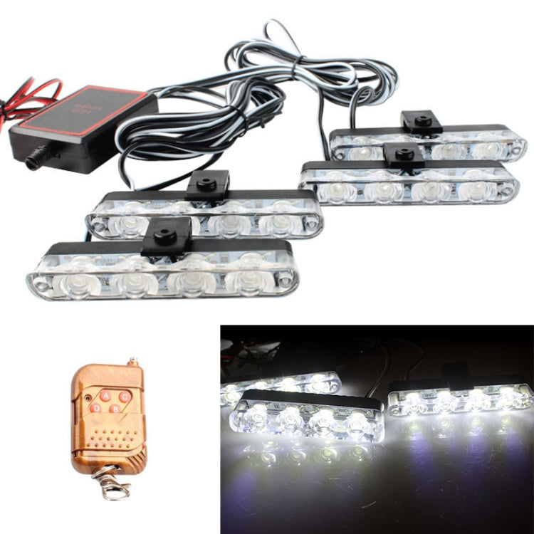 4 in 1 Car 16LEDs Grille Flash Lights Warning Lights with Wireless Remote Control(White) - Warning Lights by PMC TechLife | Online Shopping South Africa | PMC TechLife | Buy Now Pay Later Mobicred