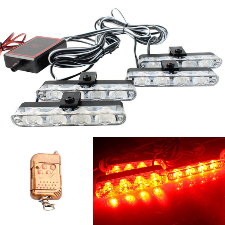 4 in 1 Car 16LEDs Grille Flash Lights Warning Lights with Wireless Remote Control(Red) - Warning Lights by PMC TechLife | Online Shopping South Africa | PMC TechLife | Buy Now Pay Later Mobicred