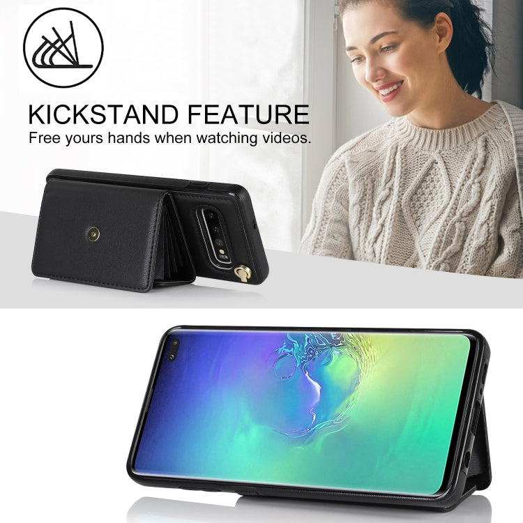 For Samsung Galaxy S10+ RFID Card Slot Leather Phone Case with Long Lanyard(Black) - Galaxy Phone Cases by PMC TechLife | Online Shopping South Africa | PMC TechLife
