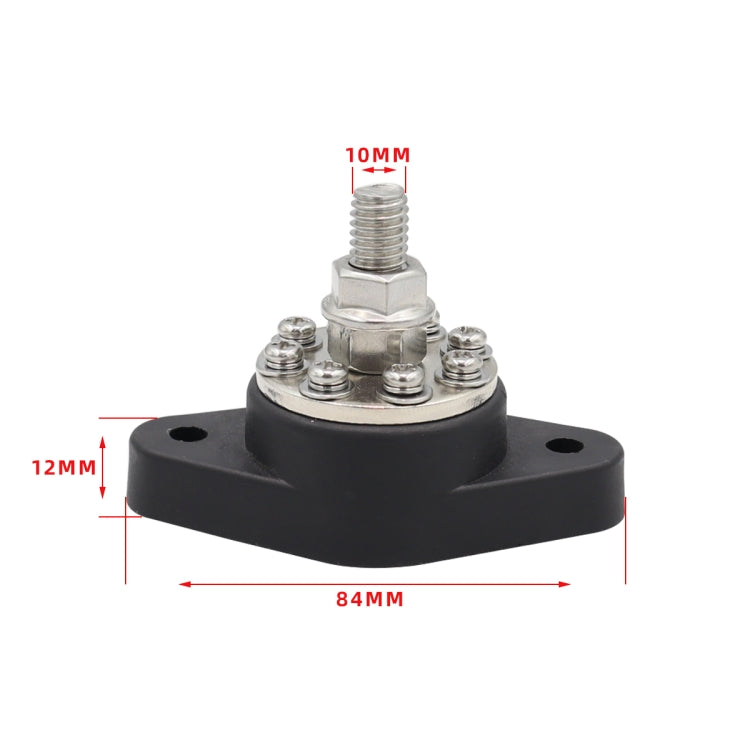 3/8 inch M10 RV Yacht 8-way Terminal Stud with 2 M5x20 Screws(Black) - Booster Cable & Clip by PMC TechLife | Online Shopping South Africa | PMC TechLife | Buy Now Pay Later Mobicred