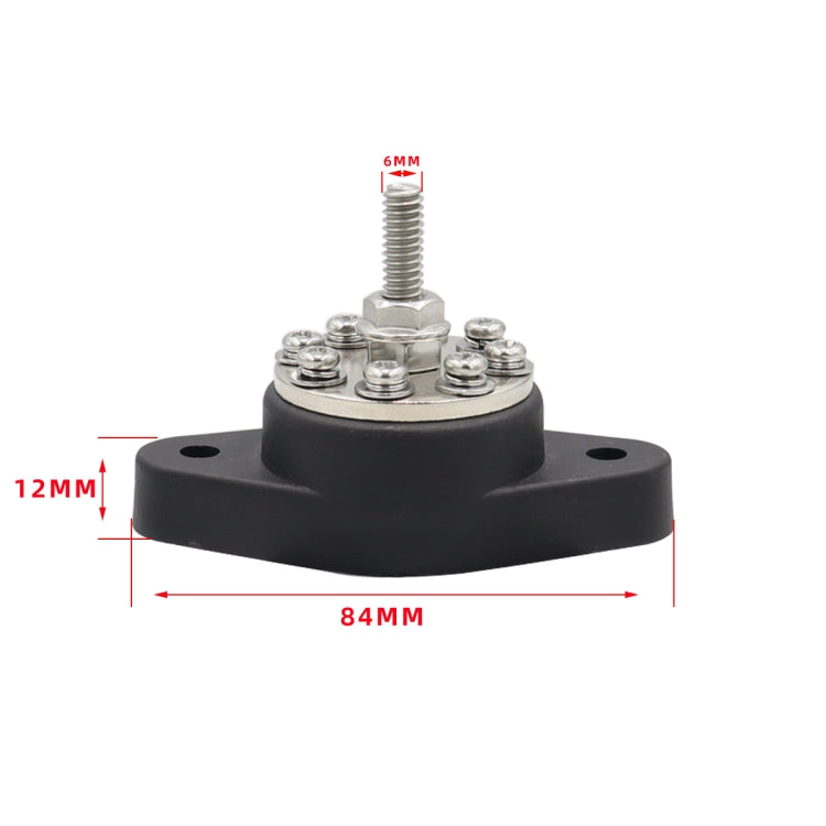 1/4 inch M6 RV Yacht 8-way Terminal Stud with 2 M5x20 Screws + 16pcs Terminals(Black) - Booster Cable & Clip by PMC TechLife | Online Shopping South Africa | PMC TechLife | Buy Now Pay Later Mobicred