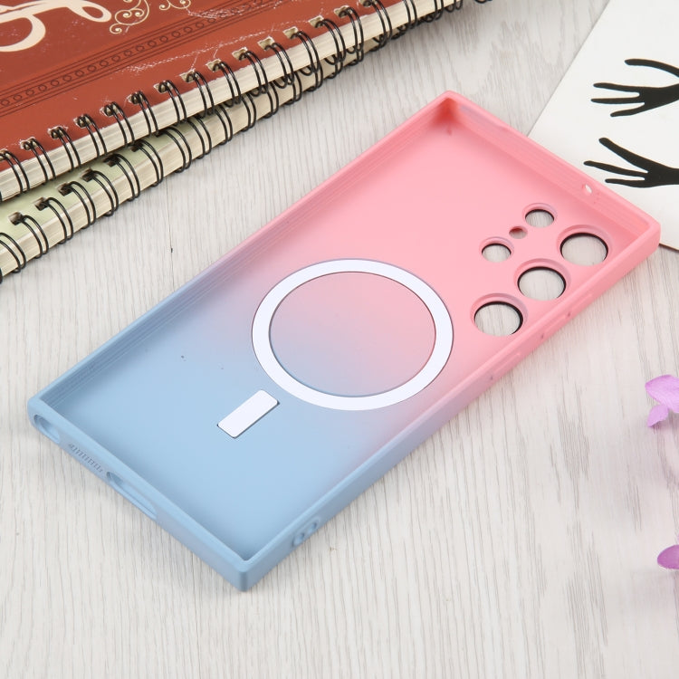 For Samsung Galaxy S22 Ultra 5G Liquid TPU Silicone Gradient MagSafe Phone Case(Pink Blue) - Galaxy S22 Ultra 5G Cases by PMC TechLife | Online Shopping South Africa | PMC TechLife