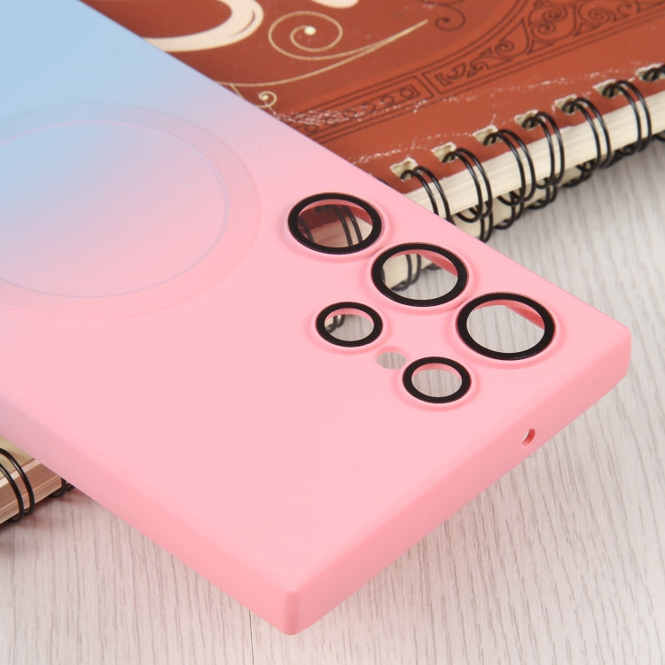 For Samsung Galaxy S22 Ultra 5G Liquid TPU Silicone Gradient MagSafe Phone Case(Pink Blue) - Galaxy S22 Ultra 5G Cases by PMC TechLife | Online Shopping South Africa | PMC TechLife