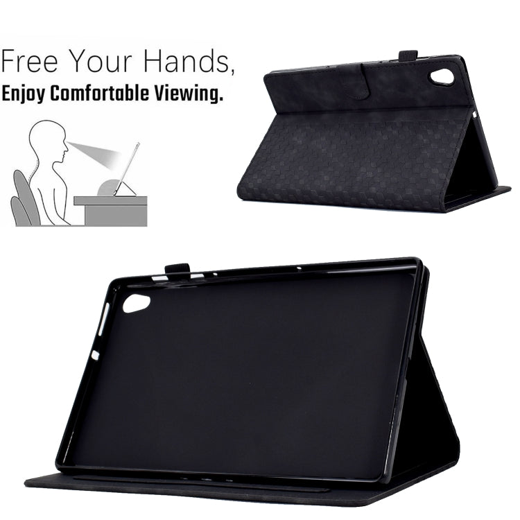 For Lenovo Tab M10 2nd TB-X306F/X306X Rhombus Embossed Leather Smart Tablet Case(Black) - Lenovo by PMC TechLife | Online Shopping South Africa | PMC TechLife | Buy Now Pay Later Mobicred