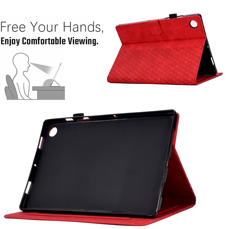 For Lenovo Tab M10 / M10 Plus FHD X606F Rhombus Embossed Leather Smart Tablet Case(Red) - Lenovo by PMC TechLife | Online Shopping South Africa | PMC TechLife | Buy Now Pay Later Mobicred