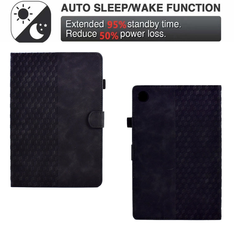 For Lenovo Tab M10 / M10 Plus FHD X606F Rhombus Embossed Leather Smart Tablet Case(Black) - Lenovo by PMC TechLife | Online Shopping South Africa | PMC TechLife | Buy Now Pay Later Mobicred