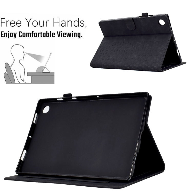 For Lenovo Tab M10 / M10 Plus FHD X606F Rhombus Embossed Leather Smart Tablet Case(Black) - Lenovo by PMC TechLife | Online Shopping South Africa | PMC TechLife | Buy Now Pay Later Mobicred