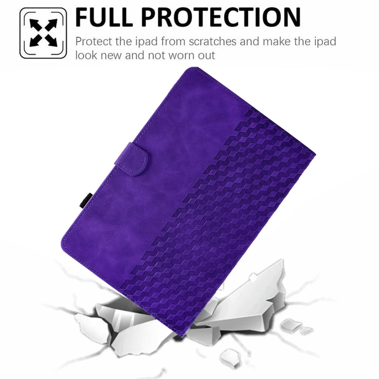 For Amazon Kindle Fire HD8 2018 / 2017 / 2016 Rhombus Embossed Leather Tablet Case(Purple) - Amazon by PMC TechLife | Online Shopping South Africa | PMC TechLife | Buy Now Pay Later Mobicred
