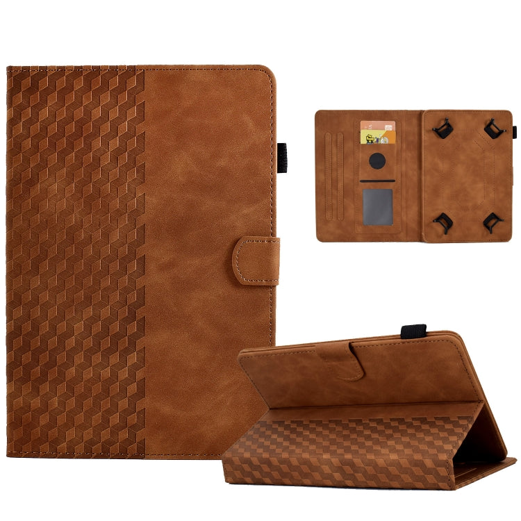 For 7.0 inch Universal Tablet Rhombus Embossed Leather Case(Brown) - 7 inch by PMC TechLife | Online Shopping South Africa | PMC TechLife | Buy Now Pay Later Mobicred