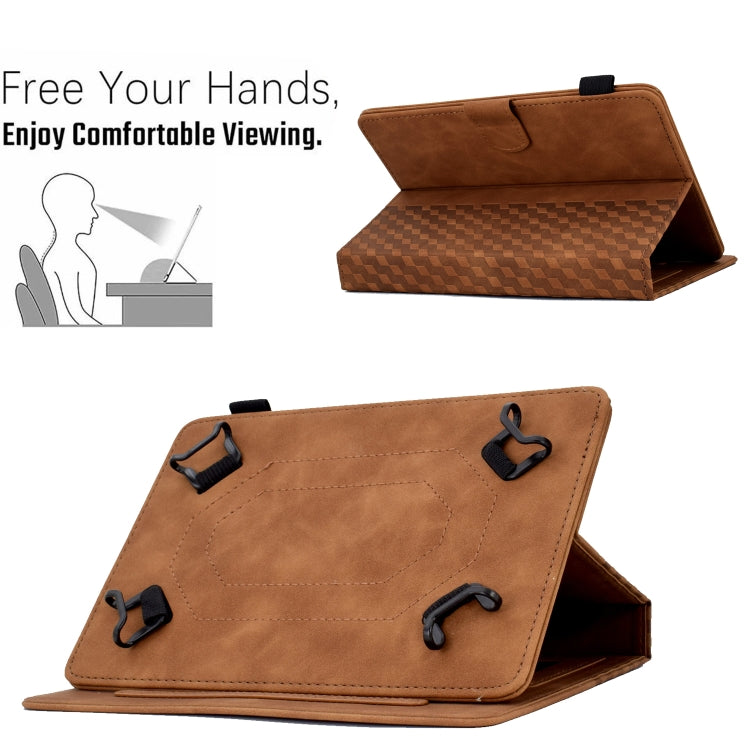 For 8.0 inch Universal Tablet Rhombus Embossed Leather Case(Brown) - 8 inch by PMC TechLife | Online Shopping South Africa | PMC TechLife | Buy Now Pay Later Mobicred