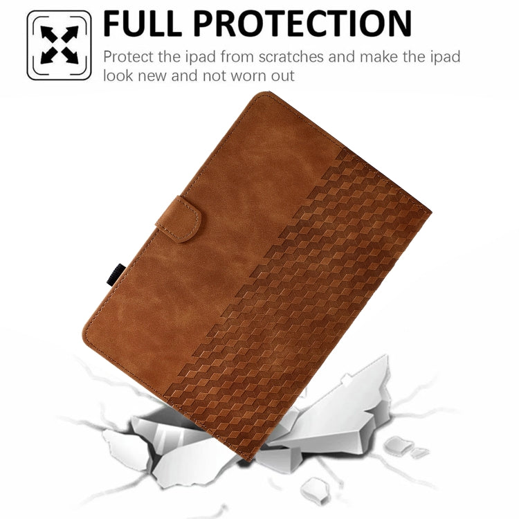 For 8.0 inch Universal Tablet Rhombus Embossed Leather Case(Brown) - 8 inch by PMC TechLife | Online Shopping South Africa | PMC TechLife | Buy Now Pay Later Mobicred