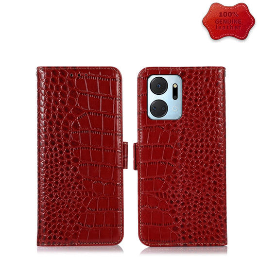 For Honor X7a 4G Crocodile Top Layer Cowhide Leather Phone Case(Red) - Honor Cases by PMC Jewellery | Online Shopping South Africa | PMC Jewellery | Buy Now Pay Later Mobicred