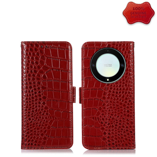 For Honor X9a/X40 5G Crocodile Top Layer Cowhide Leather Phone Case(Red) - Honor Cases by PMC Jewellery | Online Shopping South Africa | PMC Jewellery | Buy Now Pay Later Mobicred