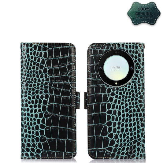 For Honor X9a/X40 5G Crocodile Top Layer Cowhide Leather Phone Case(Green) - Honor Cases by PMC Jewellery | Online Shopping South Africa | PMC Jewellery | Buy Now Pay Later Mobicred