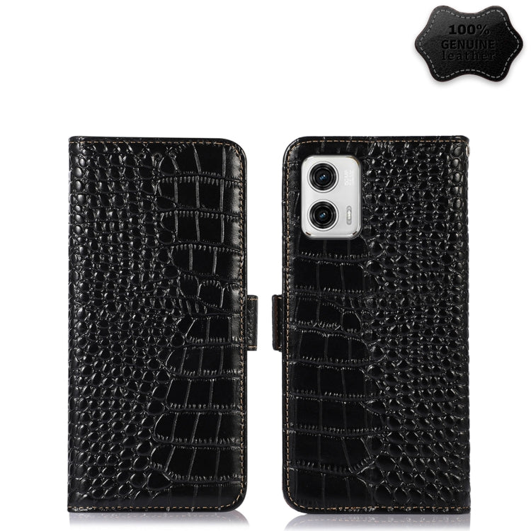 For Motorola Moto G73 5G Crocodile Top Layer Cowhide Leather Phone Case(Black) - Motorola Cases by PMC TechLife | Online Shopping South Africa | PMC TechLife | Buy Now Pay Later Mobicred