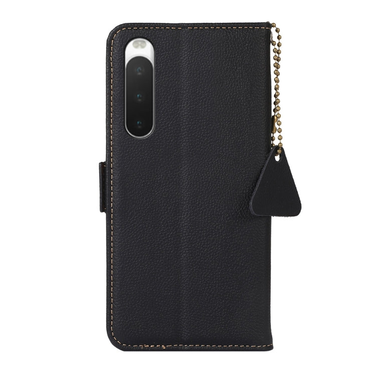 For Sony Xperia 10 IV Side-Magnetic TJ Genuine Leather RFID Phone Case(Black) - Sony Cases by PMC TechLife | Online Shopping South Africa | PMC TechLife | Buy Now Pay Later Mobicred