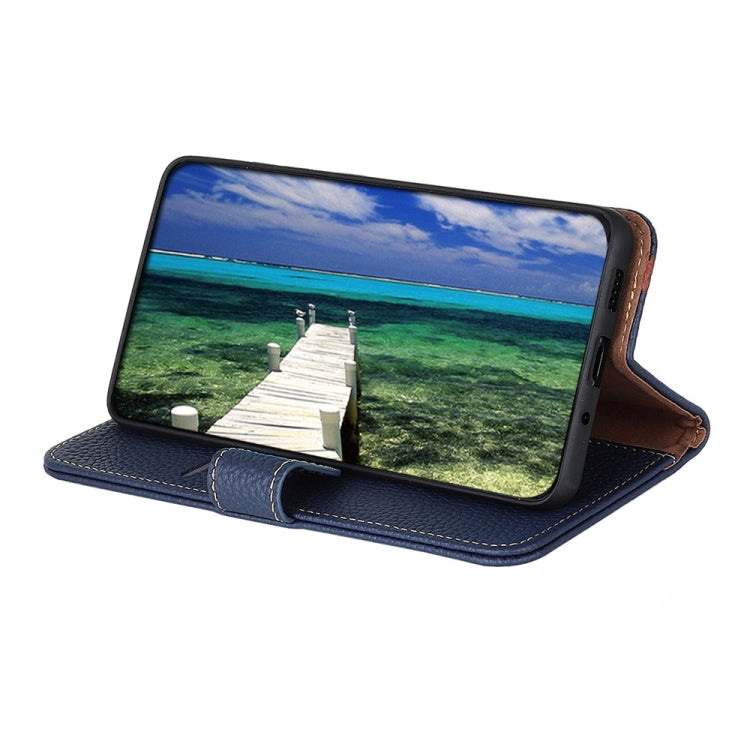 For Sony Xperia 1 IV KHAZNEH Litchi Genuine Leather Phone Case(Blue) - Sony Cases by PMC TechLife | Online Shopping South Africa | PMC TechLife | Buy Now Pay Later Mobicred