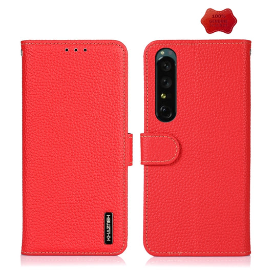 For Sony Xperia 1 IV KHAZNEH Litchi Genuine Leather Phone Case(Red) - Sony Cases by PMC Jewellery | Online Shopping South Africa | PMC Jewellery | Buy Now Pay Later Mobicred