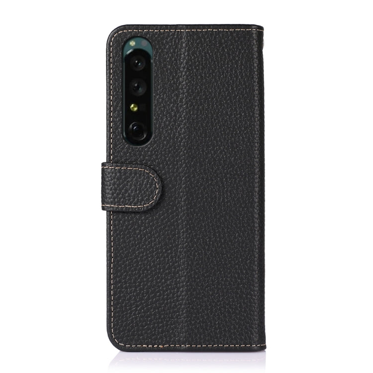 For Sony Xperia 1 IV KHAZNEH Litchi Genuine Leather Phone Case(Black) - Sony Cases by PMC TechLife | Online Shopping South Africa | PMC TechLife | Buy Now Pay Later Mobicred