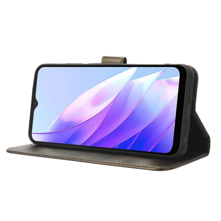 For Blackview A52 Diamond Texture Leather Phone Case(Brown) - More Brand by PMC TechLife | Online Shopping South Africa | PMC TechLife | Buy Now Pay Later Mobicred