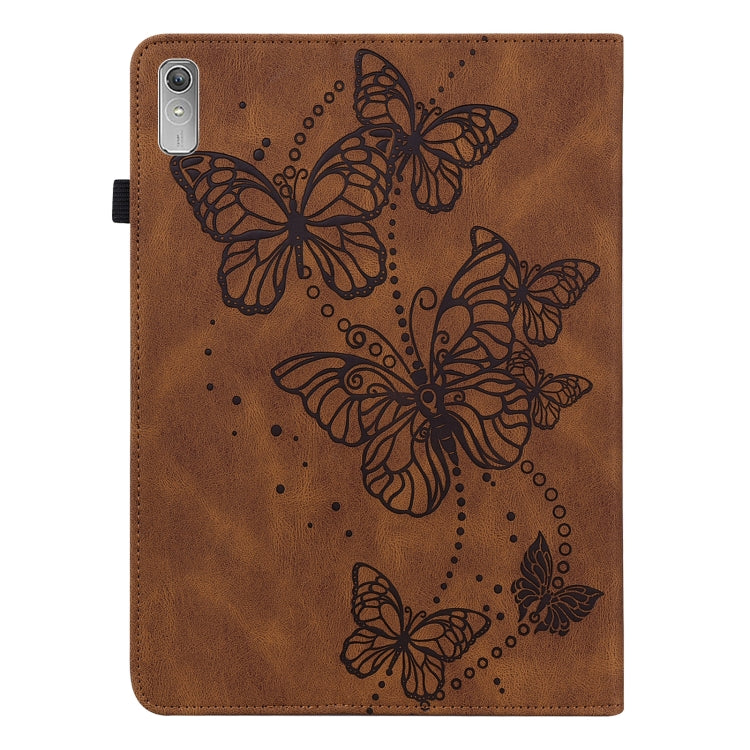 For Lenovo Pad Plus 2023 11.5 inch / Tab P11 Gen 2 Embossed Butterfly Pattern Leather Tablet Case(Brown) - Lenovo by PMC TechLife | Online Shopping South Africa | PMC TechLife | Buy Now Pay Later Mobicred