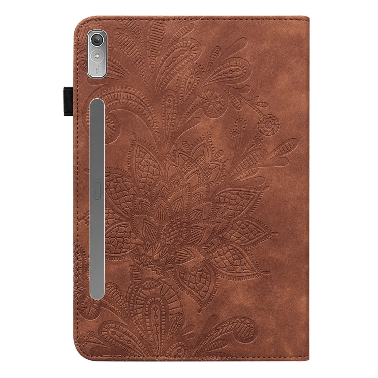 For Lenovo Pad Pro 2022 11.2 inch / Tab P11 Pro Gen 2 Lace Flower Embossing Pattern Leather Tablet Case(Brown) - free shipping - PMC TechLife - Order now!