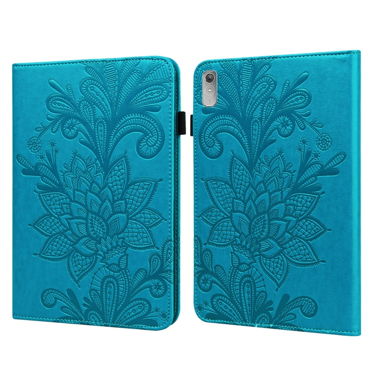 For Lenovo Pad Plus 2023 11.5 inch / Tab P11 Gen 2 Lace Flower Embossing Pattern Leather Tablet Case(Blue) - Lenovo by PMC TechLife | Online Shopping South Africa | PMC TechLife | Buy Now Pay Later Mobicred