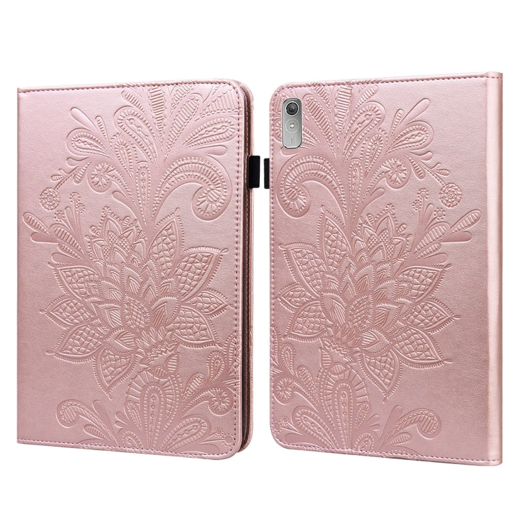For Lenovo Pad Plus 2023 11.5 inch / Tab P11 Gen 2 Lace Flower Embossing Pattern Leather Tablet Case(Gold) - Lenovo by PMC TechLife | Online Shopping South Africa | PMC TechLife | Buy Now Pay Later Mobicred
