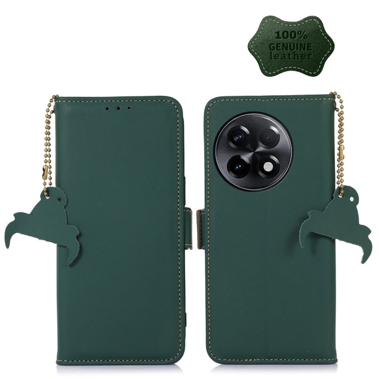 For OnePlus Ace 2 5G / 11R 5G Genuine Leather Magnetic RFID Leather Phone Case(Green) - free shipping - PMC TechLife - Order now!