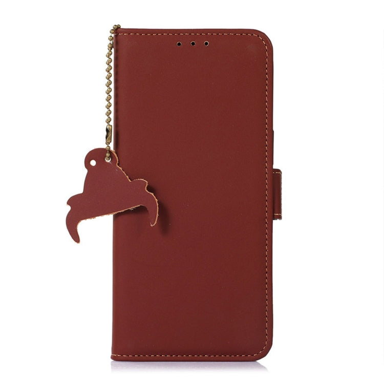 For OnePlus Ace 2 5G / 11R 5G Genuine Leather Magnetic RFID Leather Phone Case(Coffee) - OnePlus Cases by PMC TechLife | Online Shopping South Africa | PMC TechLife | Buy Now Pay Later Mobicred