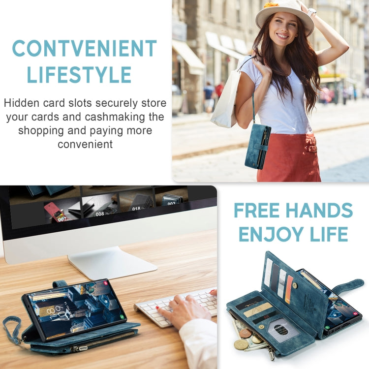 For Samsung Galaxy S23 Ultra 5G CaseMe C30 Multifunctional Leather Phone Case(Blue) - Galaxy S23 Ultra 5G Cases by CaseMe | Online Shopping South Africa | PMC Jewellery | Buy Now Pay Later Mobicred