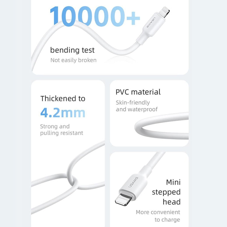 USAMS US-SJ605 U84 2.4A USB to 8 Pin Charging Data Cable, Cable Length:2m(White) - Normal Style Cable by USAMS | Online Shopping South Africa | PMC Jewellery | Buy Now Pay Later Mobicred