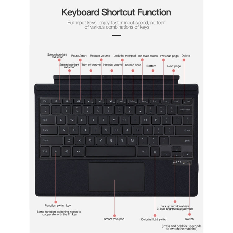 For Microsoft Surface Pro 8 / 9 / X Magnetic Bluetooth Keyboard Leather Case - Lenovo Keyboard by PMC TechLife | Online Shopping South Africa | PMC TechLife
