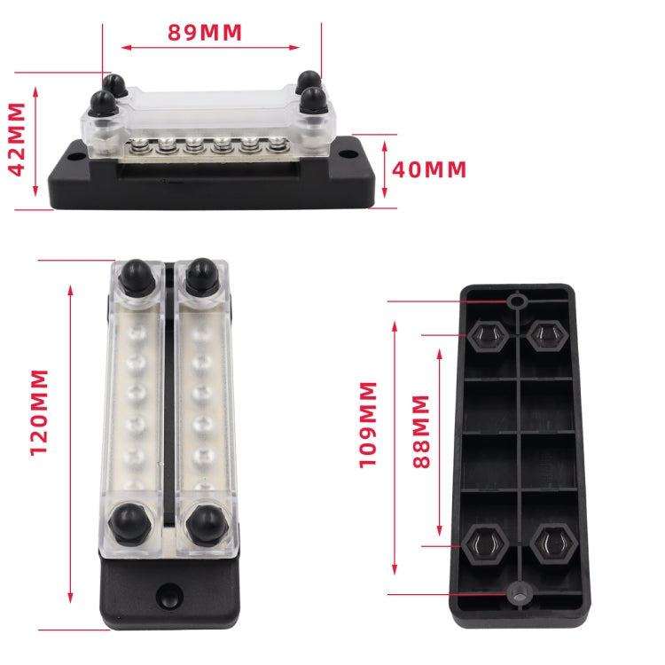 CP-3023-01 150A 12-48V RV Yacht Double-row 6-way Busbar(Black) - free shipping - PMC TechLife - Order now!