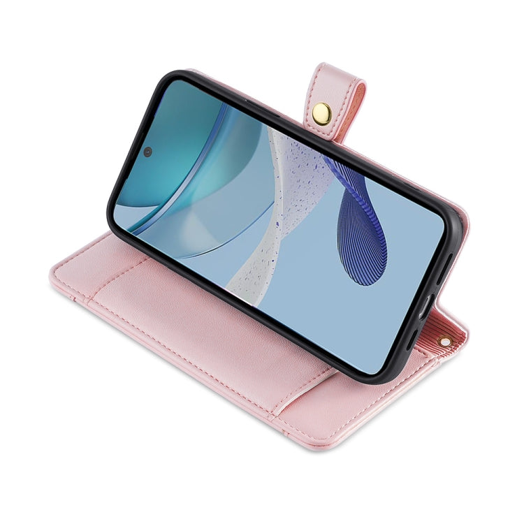 For Kyocera Android One S10 Sheep Texture Cross-body Zipper Wallet Leather Phone Case(Pink) - More Brand by PMC TechLife | Online Shopping South Africa | PMC TechLife | Buy Now Pay Later Mobicred
