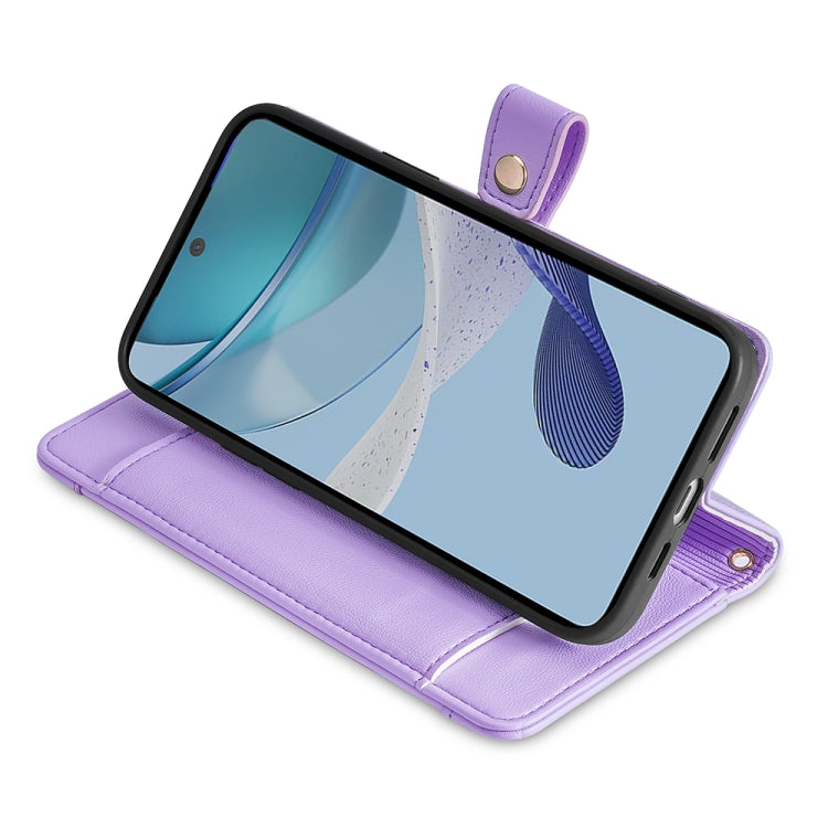 For Kyocera Android One S10 Sheep Texture Cross-body Zipper Wallet Leather Phone Case(Purple) - More Brand by PMC TechLife | Online Shopping South Africa | PMC TechLife | Buy Now Pay Later Mobicred