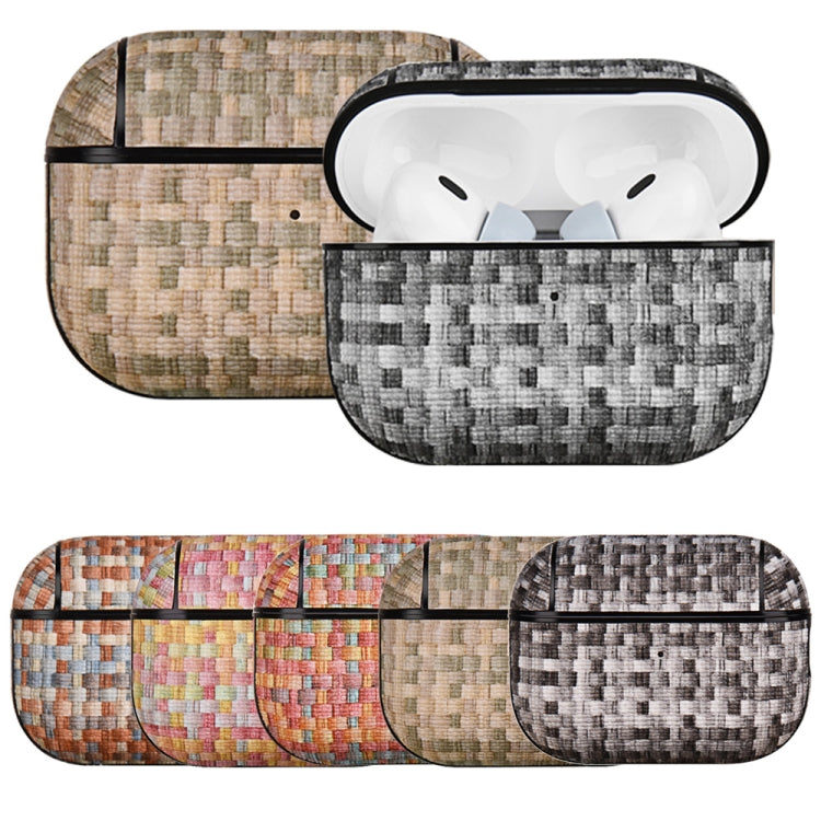 For AirPods Pro 2 PC Woven Leather Skin Earphone Case(Pink) - For AirPods Pro 2 by PMC Jewellery | Online Shopping South Africa | PMC Jewellery | Buy Now Pay Later Mobicred