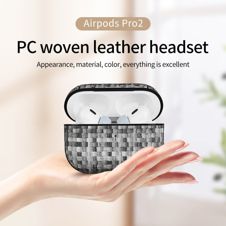 For AirPods Pro 2 PC Woven Leather Skin Earphone Case(Light Yellow) - For AirPods Pro 2 by PMC Jewellery | Online Shopping South Africa | PMC Jewellery | Buy Now Pay Later Mobicred
