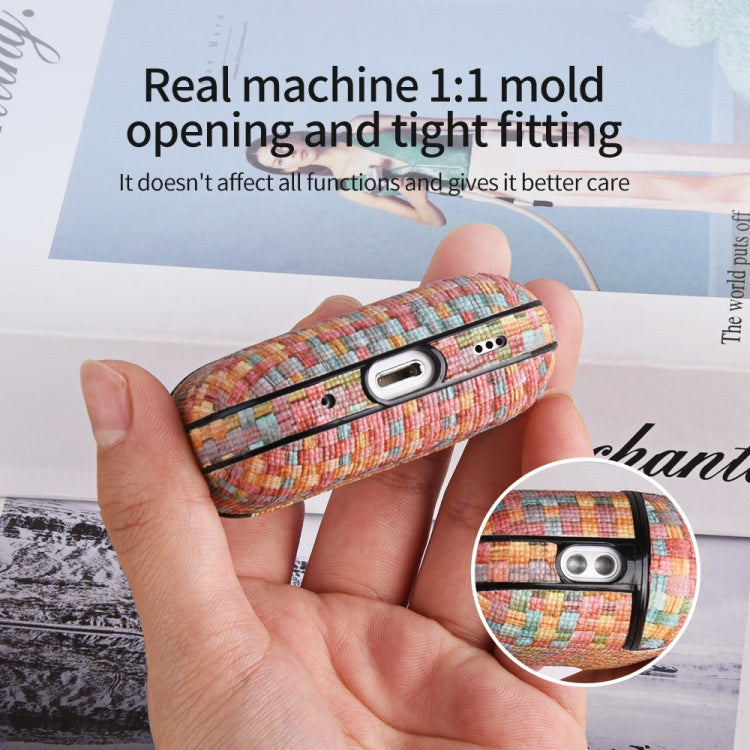 For AirPods Pro 2 PC Woven Leather Skin Earphone Case(Pink) - For AirPods Pro 2 by PMC Jewellery | Online Shopping South Africa | PMC Jewellery | Buy Now Pay Later Mobicred