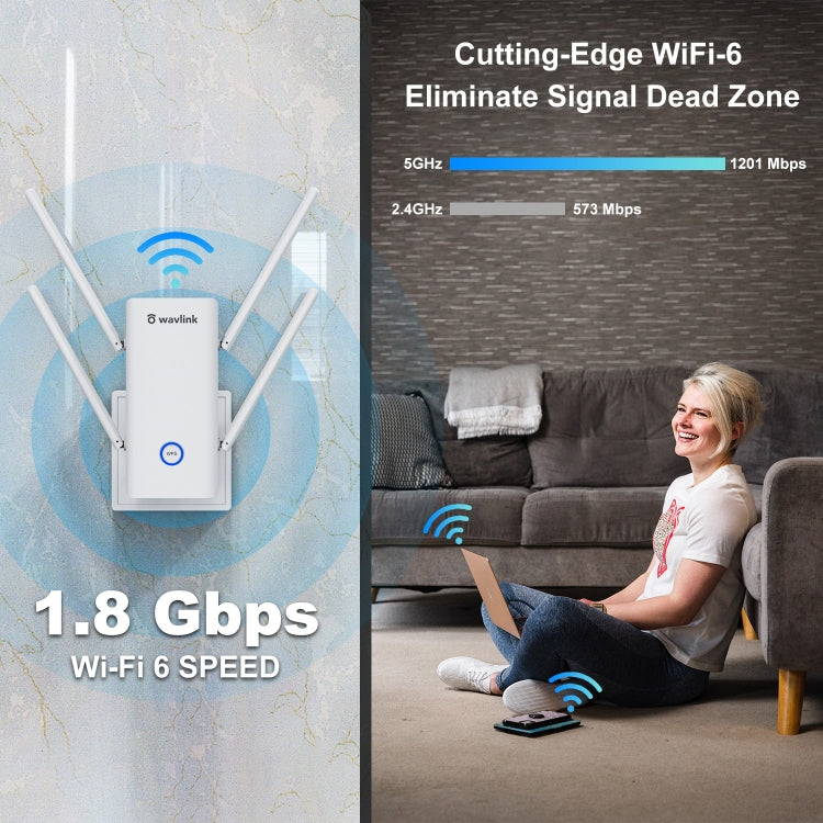 Wavlink AERIAL D4X AX1800Mbps Dual Frequency WiFi Signal Amplifier WiFi6 Extender(US Plug) - free shipping - PMC Jewellery - Order now!