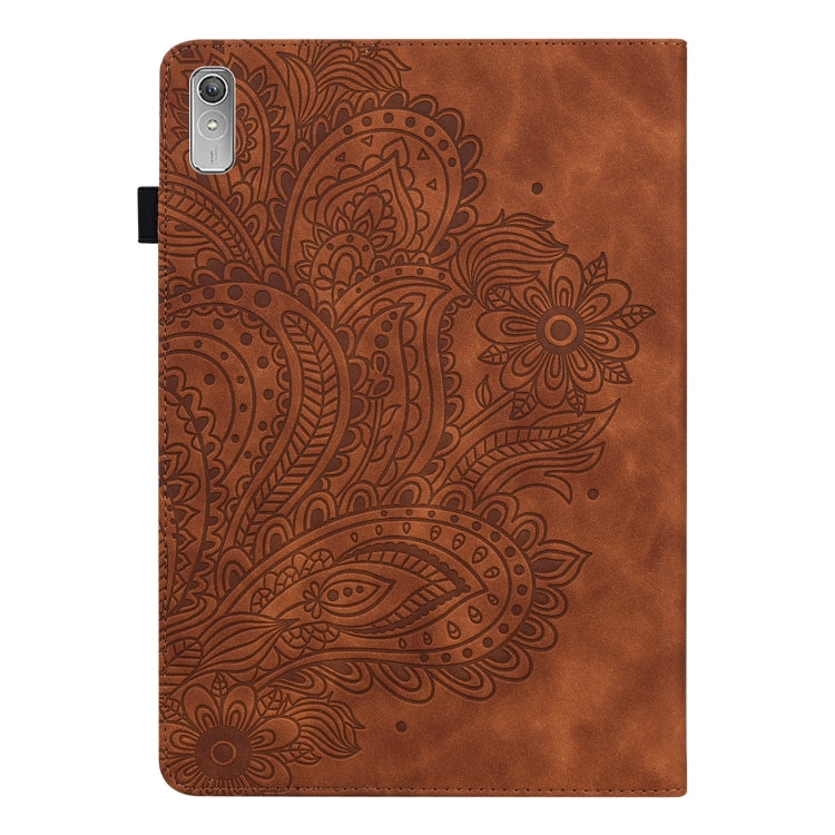 For Lenovo Tab P11 Gen 2 Peacock Embossed Pattern Leather Tablet Case(Brown) - Lenovo by PMC TechLife | Online Shopping South Africa | PMC TechLife | Buy Now Pay Later Mobicred