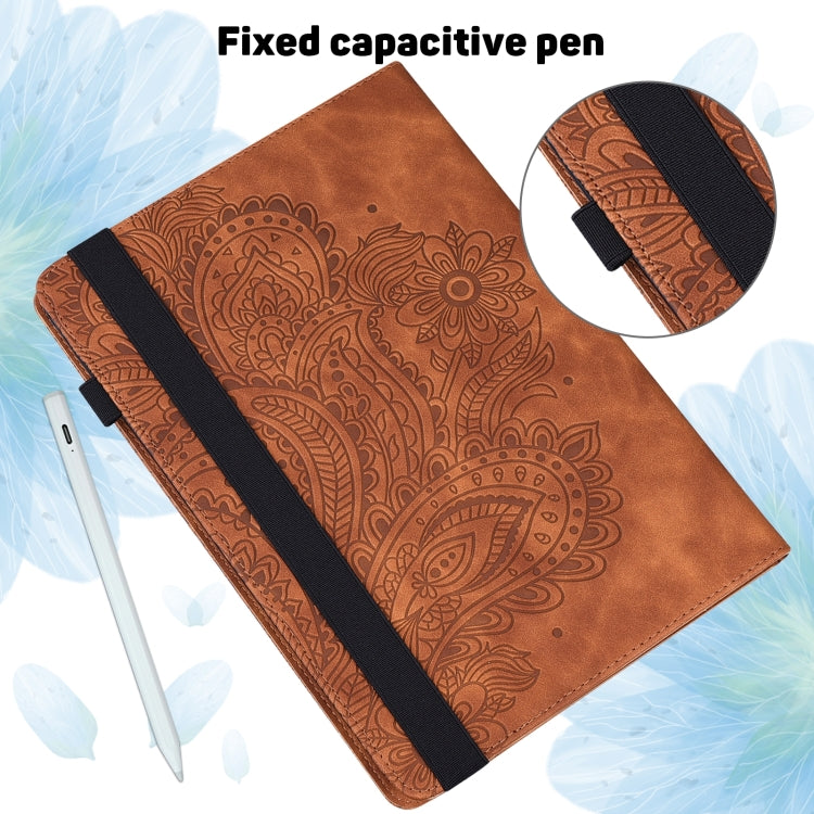 For Lenovo Tab P11 Gen 2 Peacock Embossed Pattern Leather Tablet Case(Brown) - Lenovo by PMC TechLife | Online Shopping South Africa | PMC TechLife | Buy Now Pay Later Mobicred