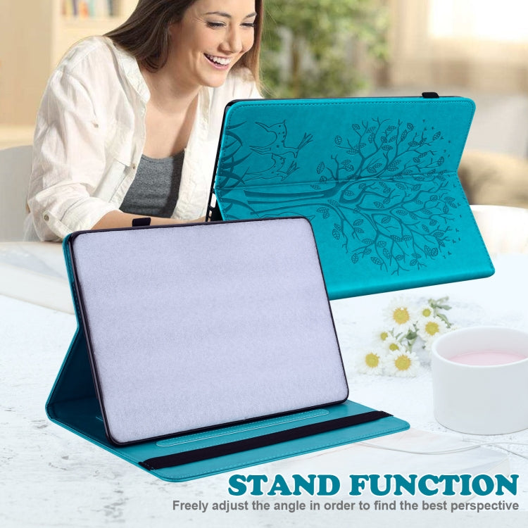 For Lenovo Tab P11 Pro Gen 2 Tree & Deer Pattern Embossed Leather Tablet Case(Blue) - Lenovo by PMC TechLife | Online Shopping South Africa | PMC TechLife | Buy Now Pay Later Mobicred