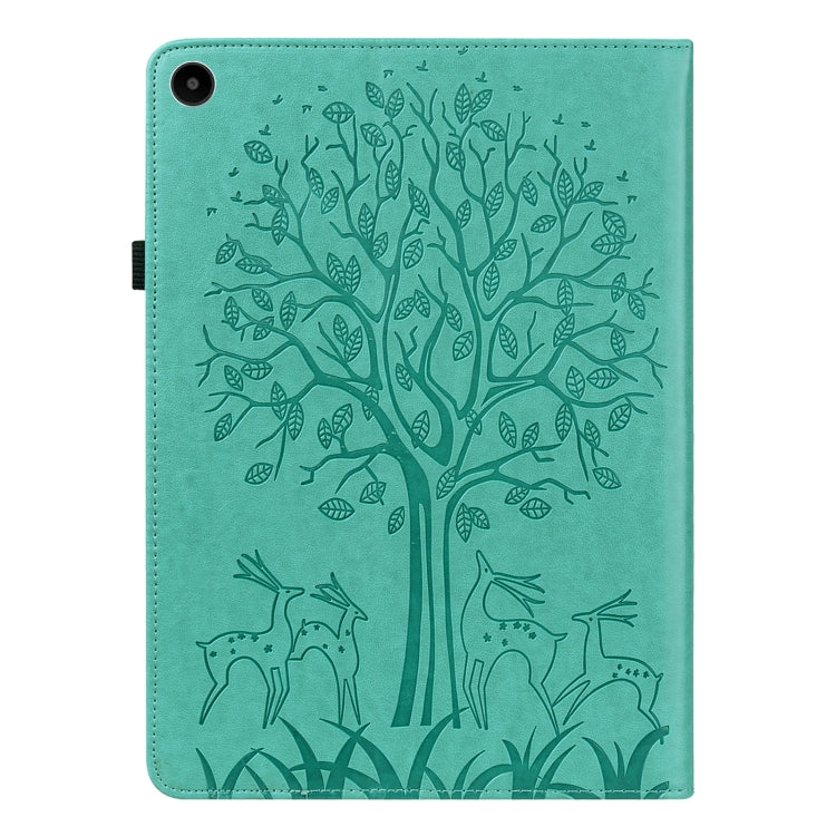 For Huawei MatePad SE 10.4 2022 Tree & Deer Pattern Embossed Leather Tablet Case(Green) - Huawei by PMC TechLife | Online Shopping South Africa | PMC TechLife | Buy Now Pay Later Mobicred