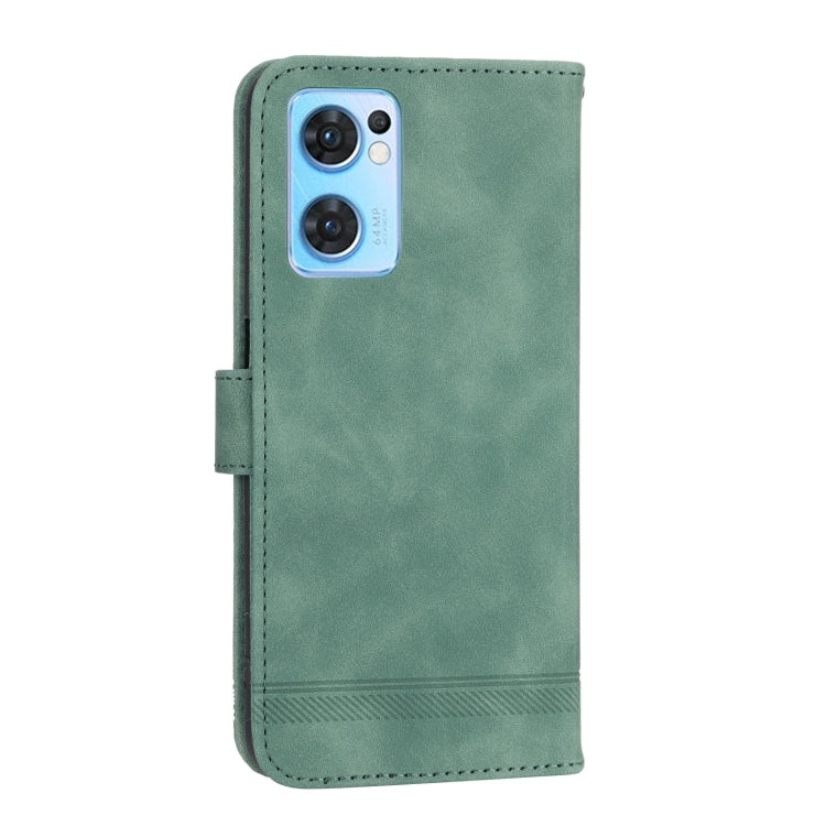 For OPPO Reno7 5G Dierfeng Dream Line Leather Phone Case(Green) - OPPO Cases by PMC TechLife | Online Shopping South Africa | PMC TechLife | Buy Now Pay Later Mobicred