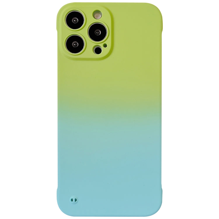 For iPhone 14 Plus Frameless Skin Feel Gradient Phone Case(Green + Light Blue) - iPhone 14 Plus Cases by PMC Jewellery | Online Shopping South Africa | PMC Jewellery | Buy Now Pay Later Mobicred