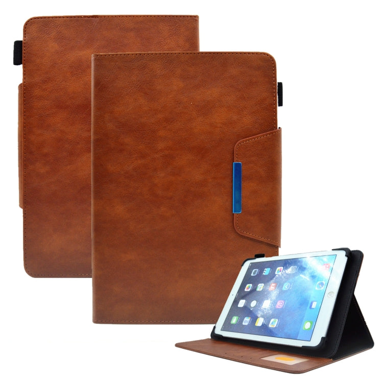 For 7 inch Suede Cross Texture Magnetic Clasp Leather Tablet Case(Brown) - 7 inch by PMC TechLife | Online Shopping South Africa | PMC TechLife | Buy Now Pay Later Mobicred