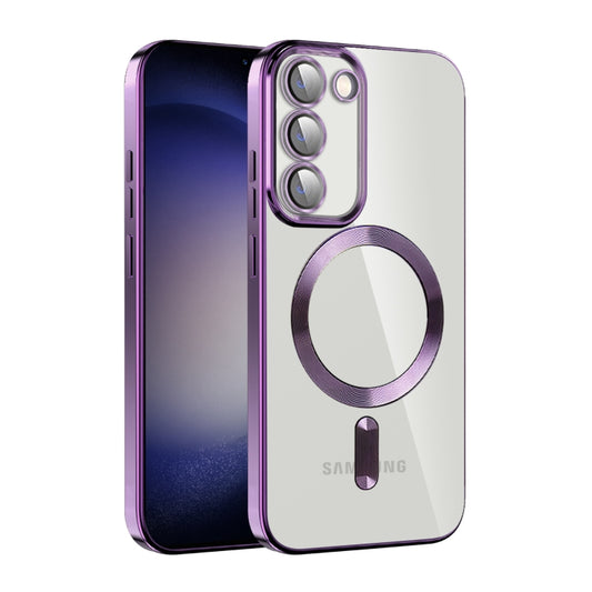 For Samsung Galaxy S23 5G CD Texture Plating TPU MagSafe Phone Case with Lens Film(Dark Purple) - Galaxy S23 5G Cases by PMC Jewellery | Online Shopping South Africa | PMC Jewellery