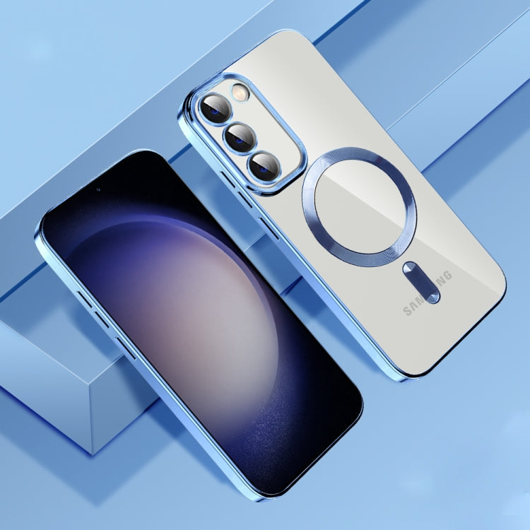 For Samsung Galaxy S23+ 5G CD Texture Plating TPU MagSafe Phone Case with Lens Film(Sierra Blue) - Galaxy S23+ 5G Cases by PMC TechLife | Online Shopping South Africa | PMC TechLife